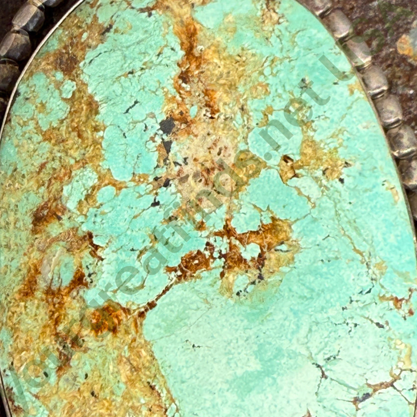 Vintage Navajo Sterling Silver & Stunning Turquoise Large Pendant Chain Necklace necklace