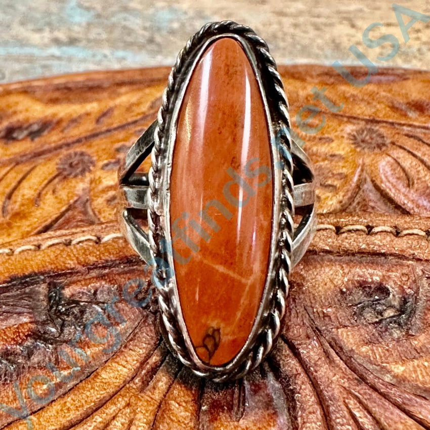 Vintage Navajo Sterling Silver Terra Cotta Jasper Ring Size 5