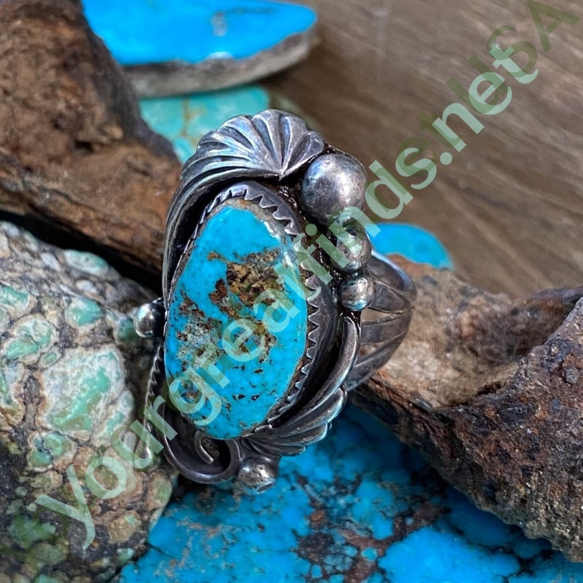 Vintage Navajo Sterling Silver Turquoise Appliqué Ring Sz 6 Yourgreatfinds