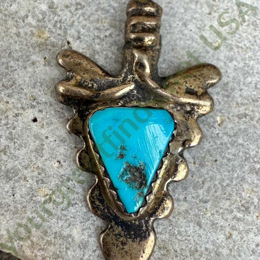 Vintage Navajo Sterling Silver & Turquoise Arrowhead Pendant necklace