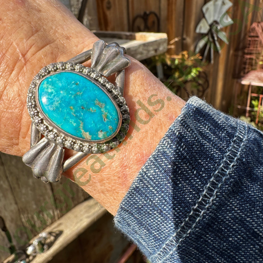 Vintage Navajo Sterling Silver & Turquoise Bracelet Danny Chee