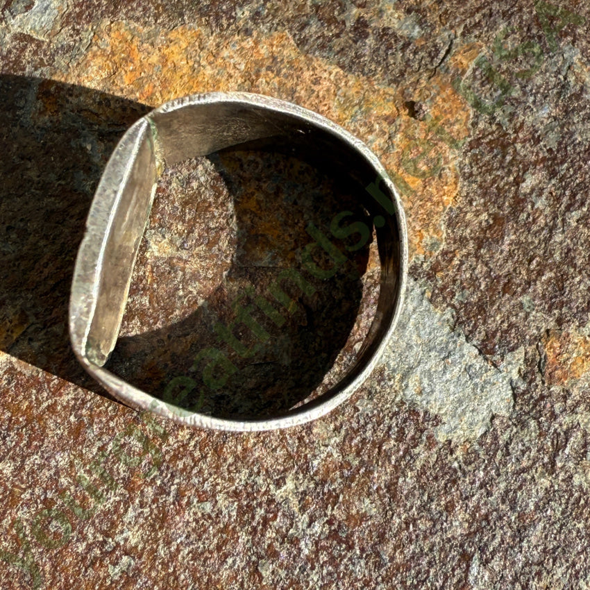 Vintage Navajo Sterling SIlver Turquoise Channel Inlay Ring 10 ring