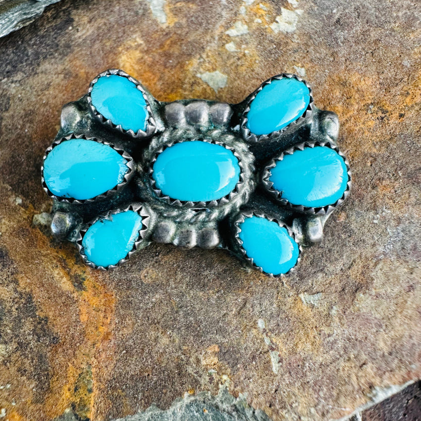 Vintage Navajo Sterling Silver & Turquoise Cluster Butterfly Pin Pendant Pendant/ Pin