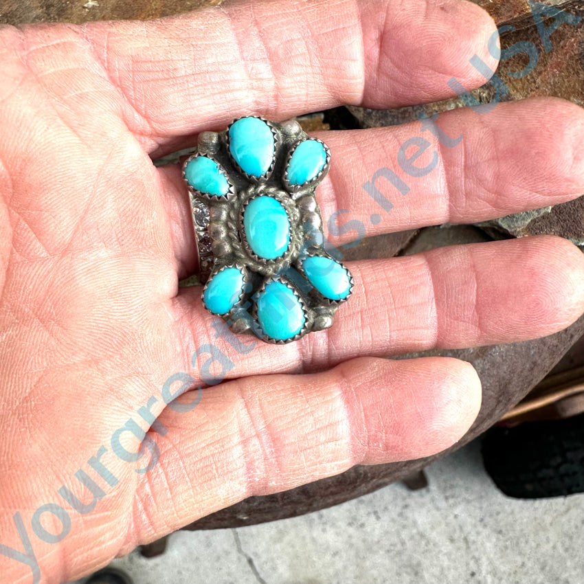 Vintage Navajo Sterling Silver & Turquoise Cluster Butterfly Pin Pendant Pendant/ Pin