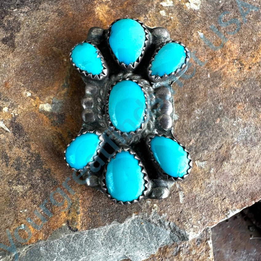 Vintage Navajo Sterling Silver & Turquoise Cluster Butterfly Pin Pendant Pendant/ Pin