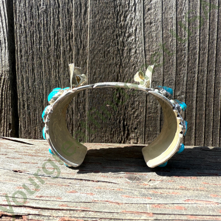 Vintage Navajo Sterling Silver Turquoise Cluster Watch Band Cuff watchband bracelet
