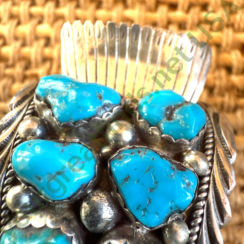 Vintage Navajo Sterling Silver Turquoise Cluster Watch Band Cuff watchband bracelet