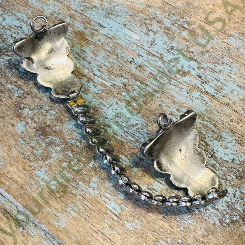 Vintage Navajo Sterling Silver Turquoise C0Ral Watch Band Plates