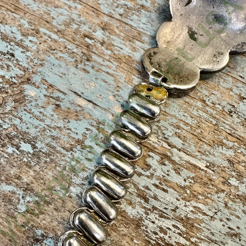 Vintage Navajo Sterling Silver Turquoise C0Ral Watch Band Plates