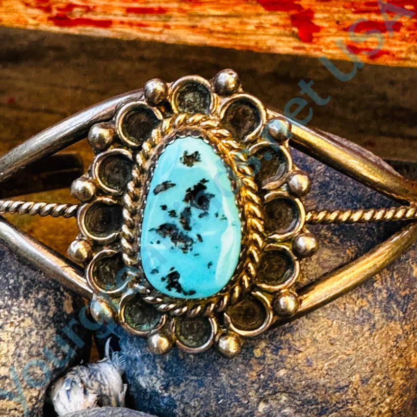 Vintage Navajo Sterling Silver & Turquoise Cuff Bracelet Bracelet