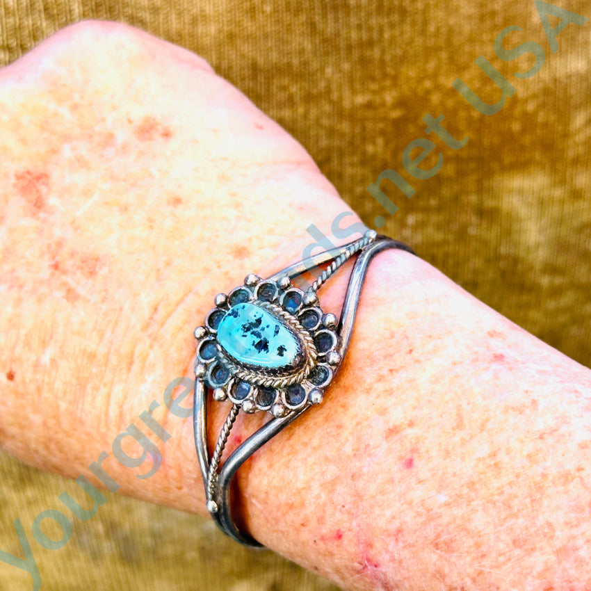 Vintage Navajo Sterling Silver & Turquoise Cuff Bracelet Bracelet