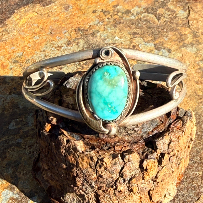 Vintage Navajo Sterling Silver & Turquoise Cuff Bracelet cuff bracelet