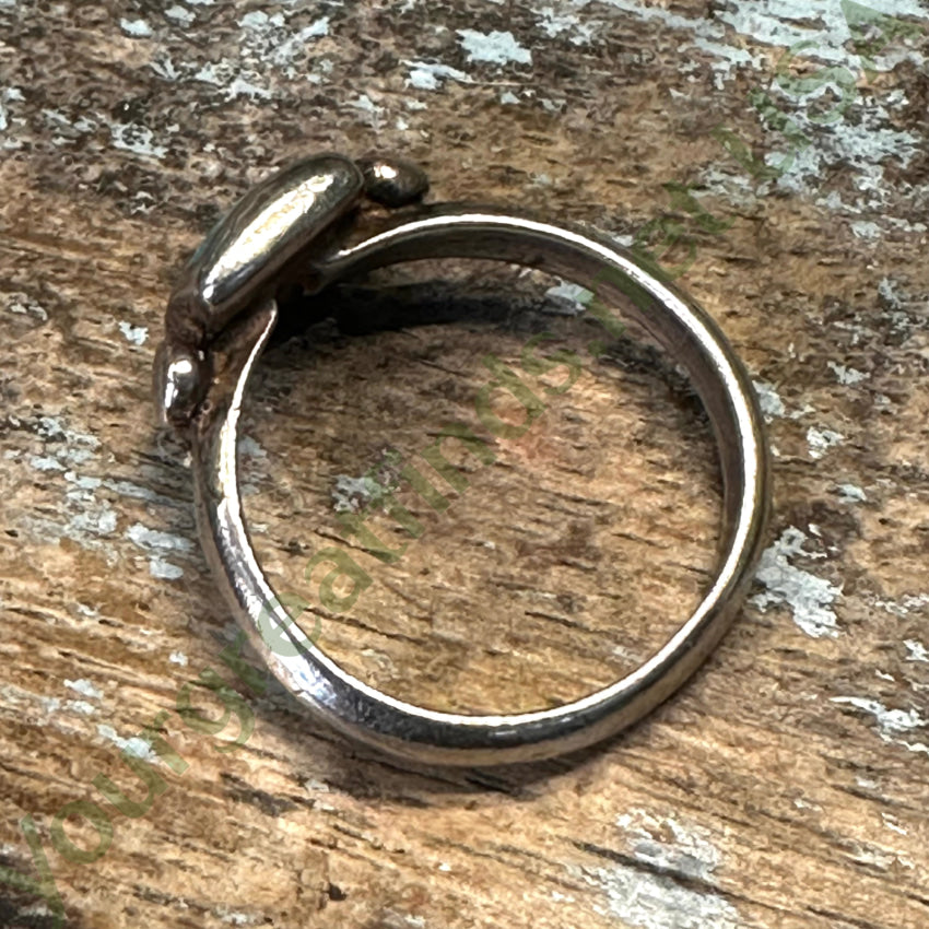 Vintage Navajo Sterling Silver Turquoise Inlay Raindrop Ring 6.25