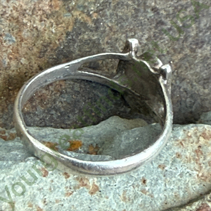 Vintage Navajo Sterling Silver Turquoise Mosaic Horseshoe Ring Size 5 Ring
