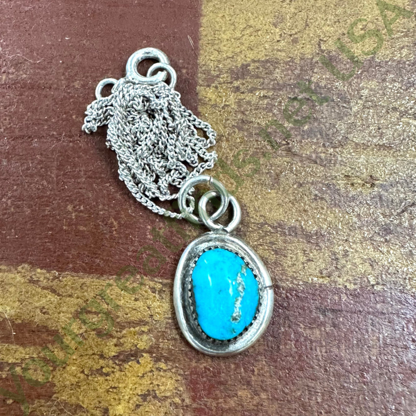 Vintage Navajo Sterling Silver Turquoise Necklace