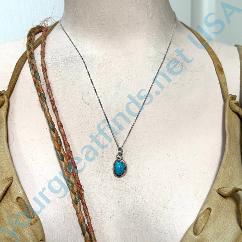 Vintage Navajo Sterling Silver Turquoise Necklace