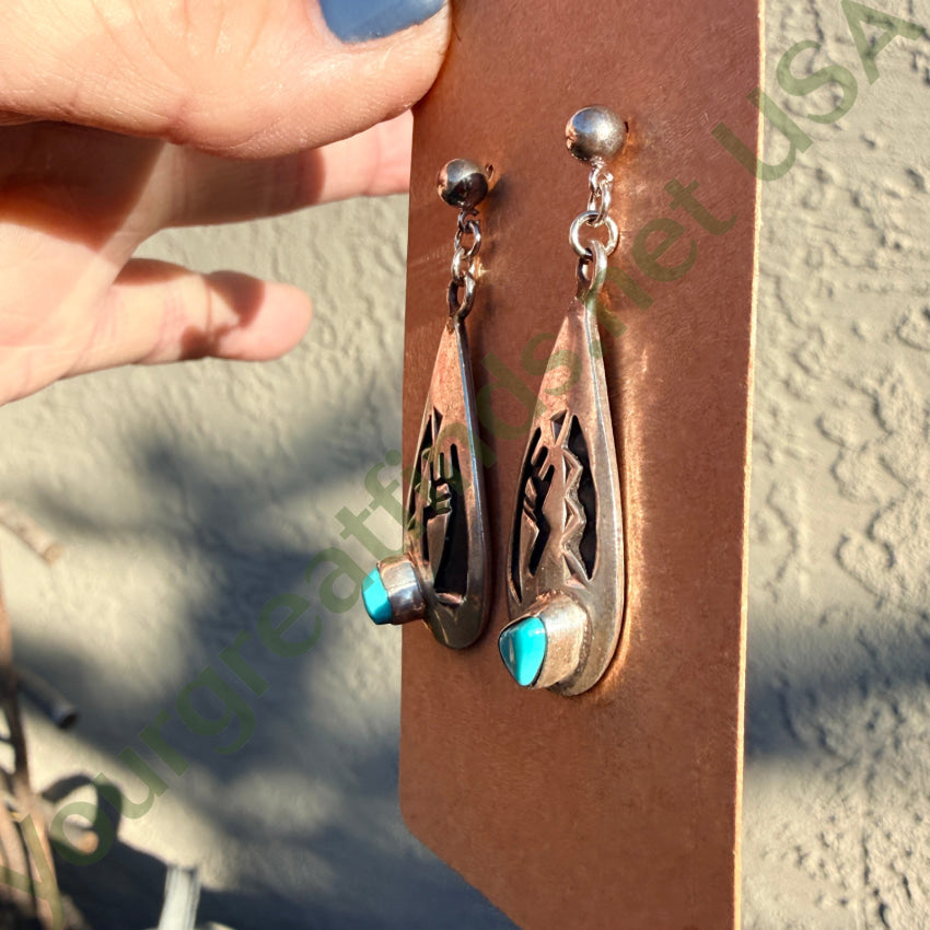 Vintage Navajo Sterling Silver & Turquoise Overlay Pierced Post Earrings earrings