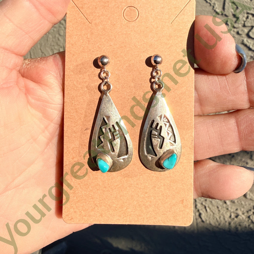 Vintage Navajo Sterling Silver & Turquoise Overlay Pierced Post Earrings earrings