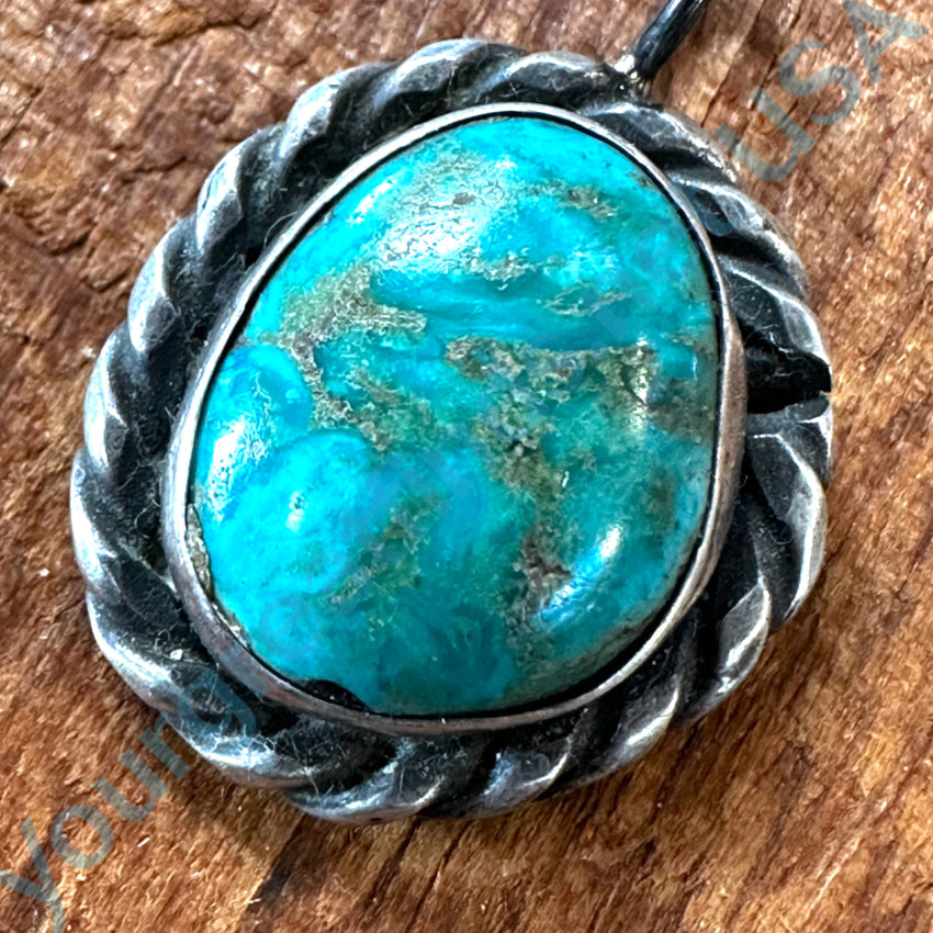 Vintage Navajo Sterling Silver & Turquoise Pendant