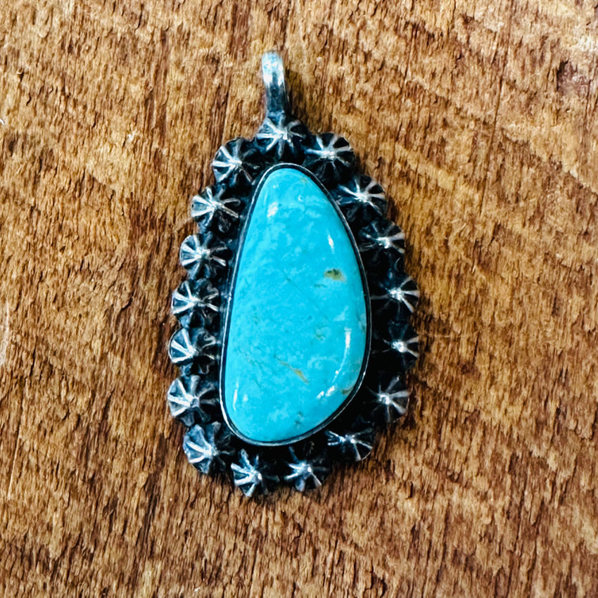 Vintage Navajo Sterling Silver & Turquoise Pendant Marco Begaye