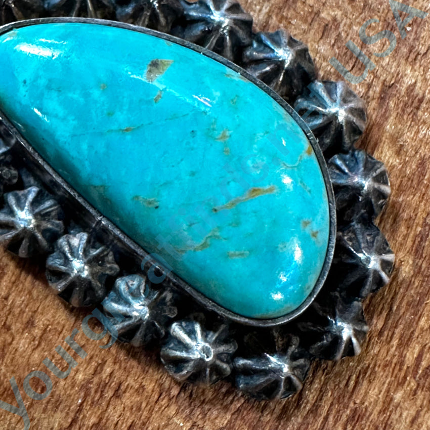 Vintage Navajo Sterling Silver & Turquoise Pendant Marco Begaye