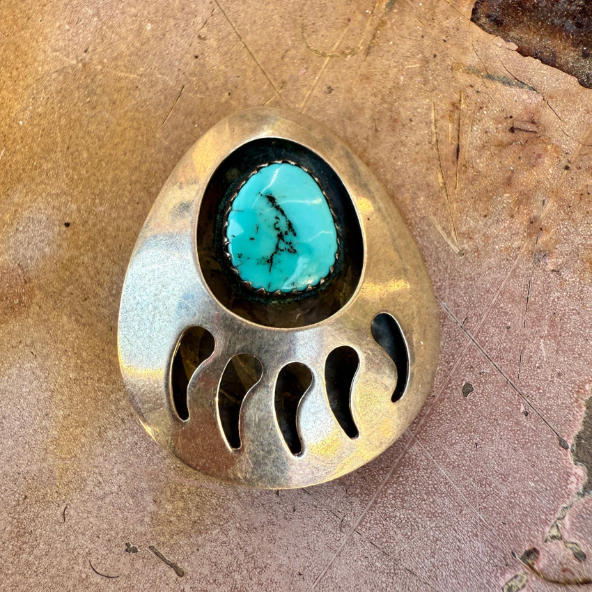 Vintage Navajo Sterling Silver Turquoise Pendant Pin pin pendant