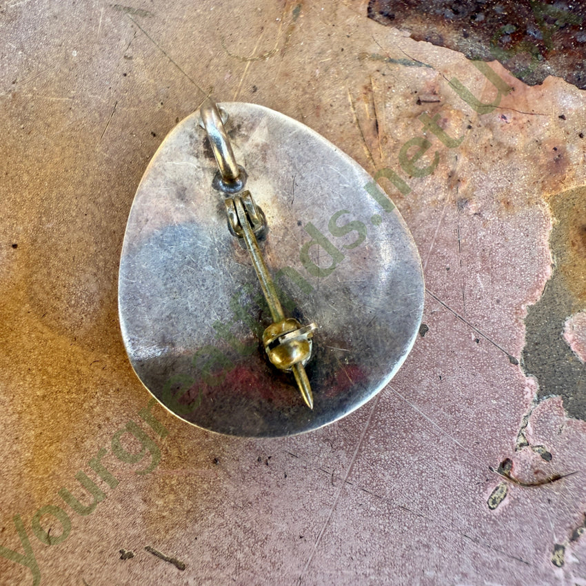 Vintage Navajo Sterling Silver Turquoise Pendant Pin pin pendant