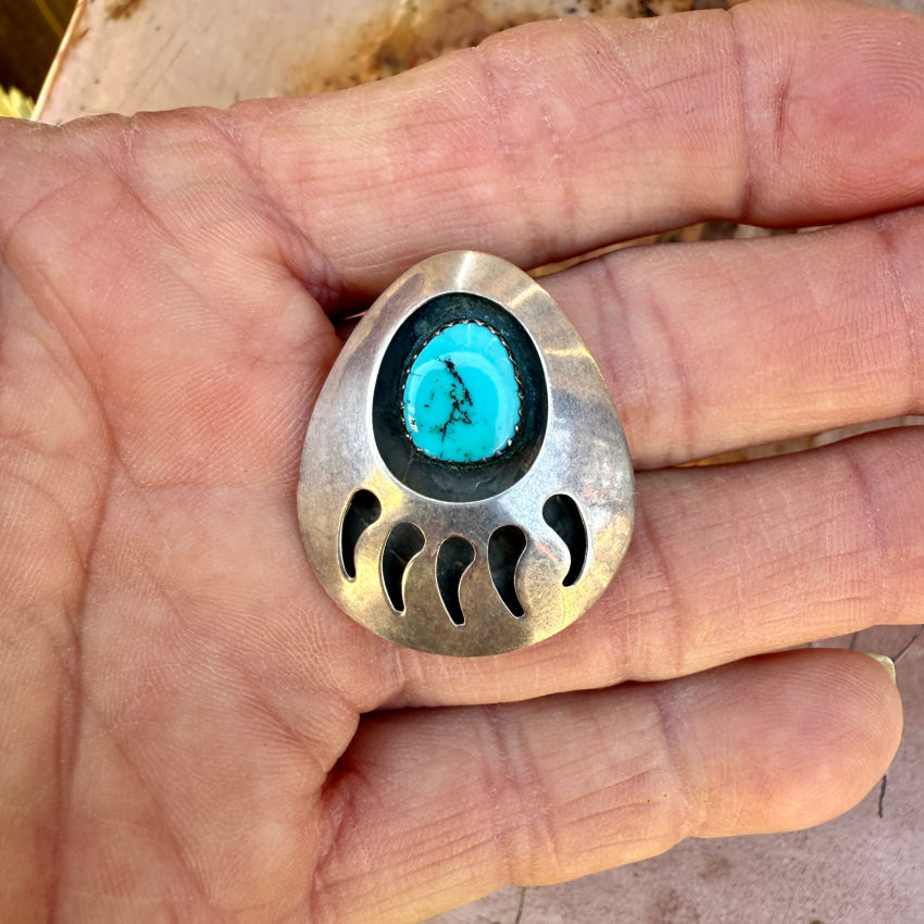 Vintage Navajo Sterling Silver Turquoise Pendant Pin pin pendant