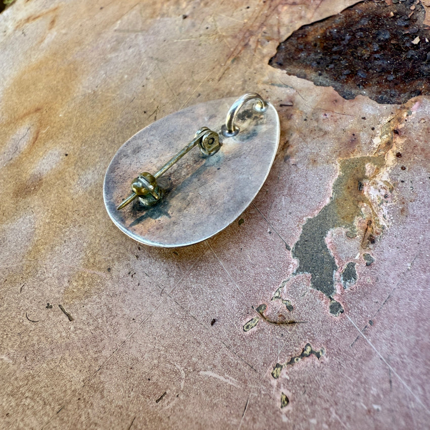 Vintage Navajo Sterling Silver Turquoise Pendant Pin pin pendant