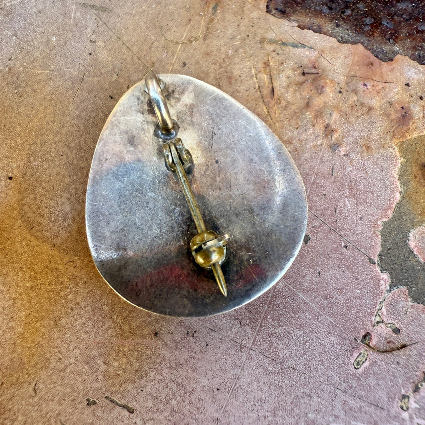 Vintage Navajo Sterling Silver Turquoise Pendant Pin pin pendant