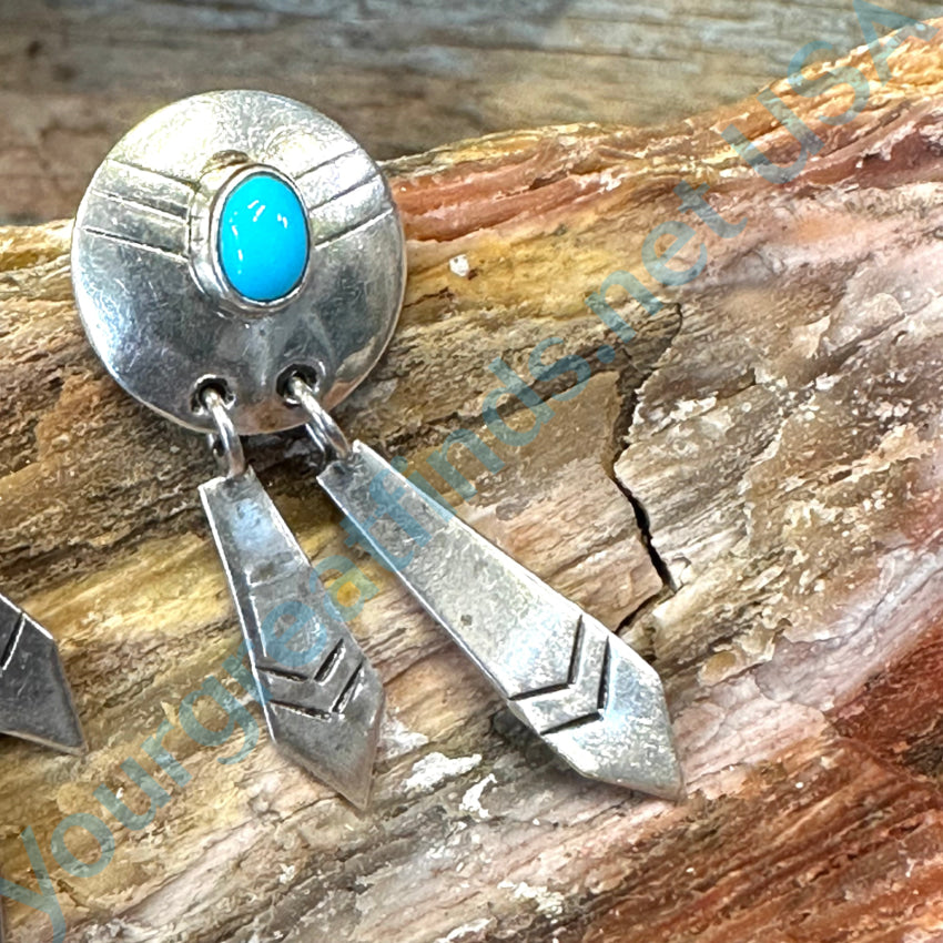 Vintage Navajo Sterling Silver & Turquoise Pierced Earrings