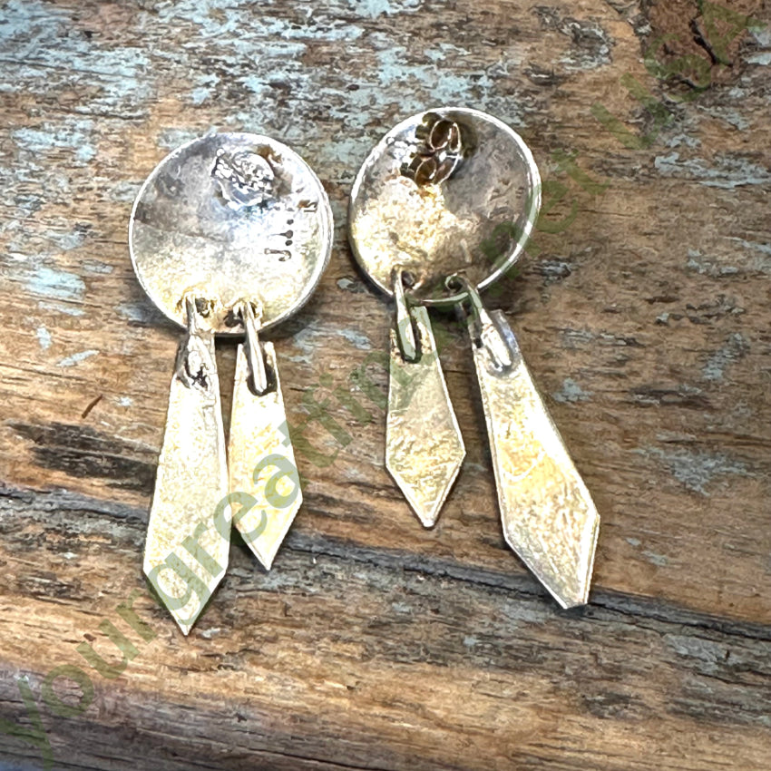 Vintage Navajo Sterling Silver & Turquoise Pierced Earrings