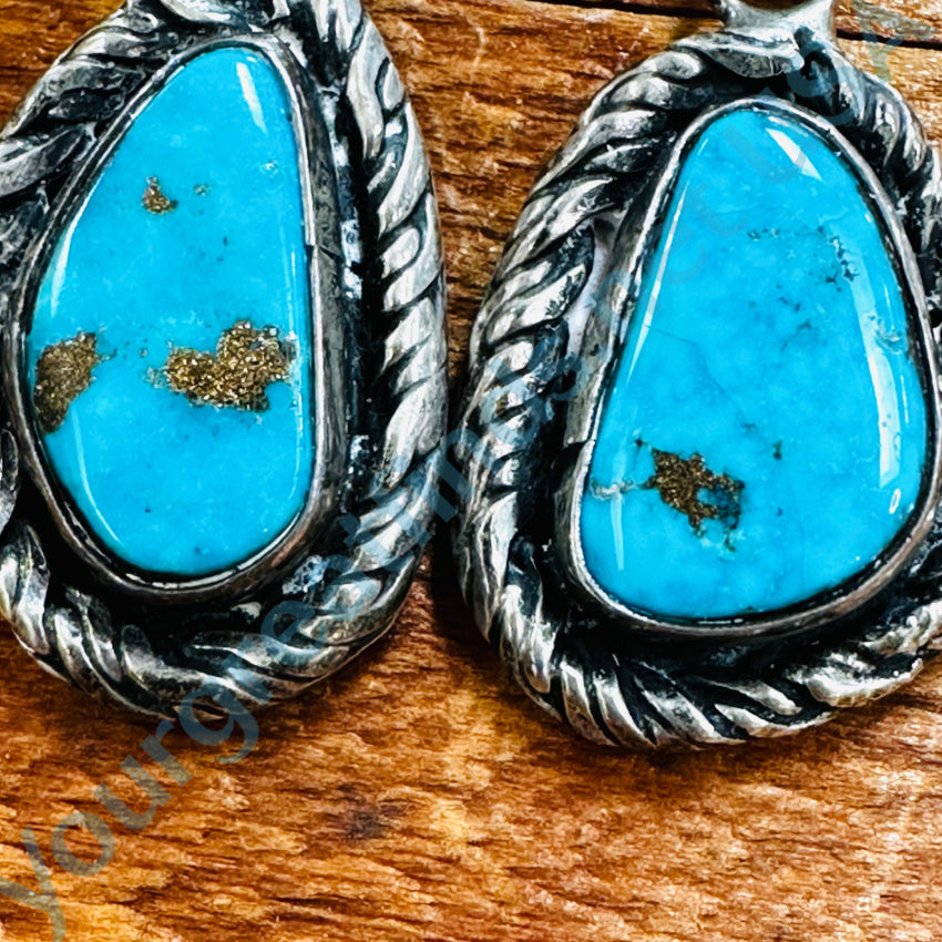 Vintage Navajo Sterling Silver 925 Stamped popular Earrings Turquoise