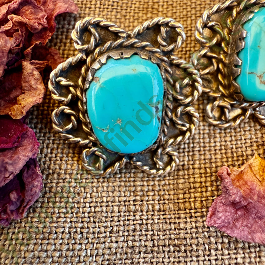 Vintage Navajo Sterling Silver & Turquoise Pierced Post Earrings earrings