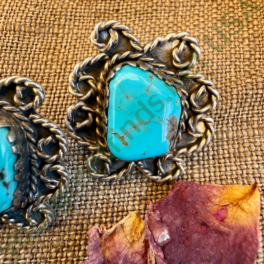 Vintage Navajo Sterling Silver & Turquoise Pierced Post Earrings earrings