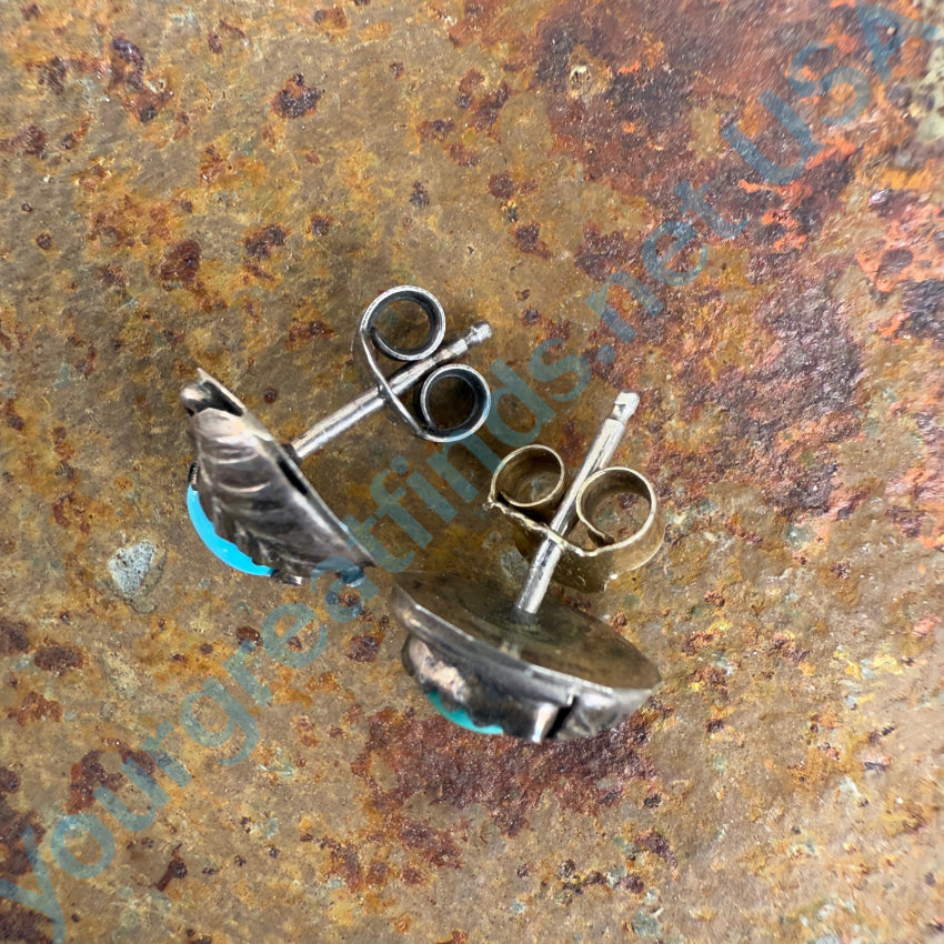 Vintage Navajo Sterling Silver & Turquoise Pierced Stud Post Earrings Earrings