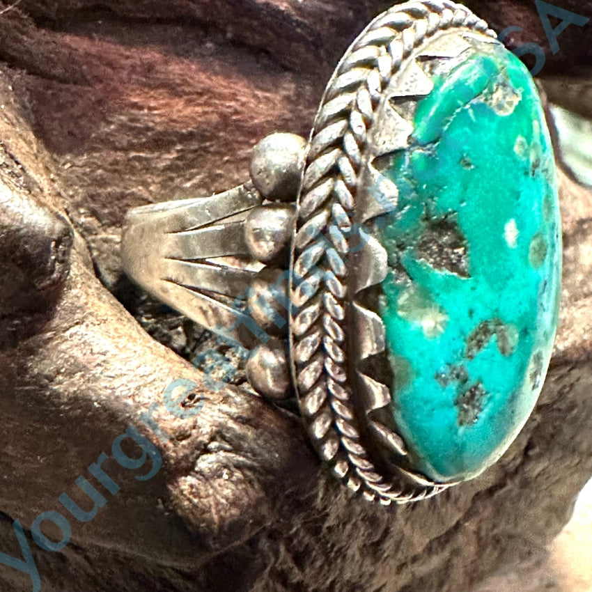 Vintage Navajo Sterling Silver & Turquoise Raindrop Ring Size 10