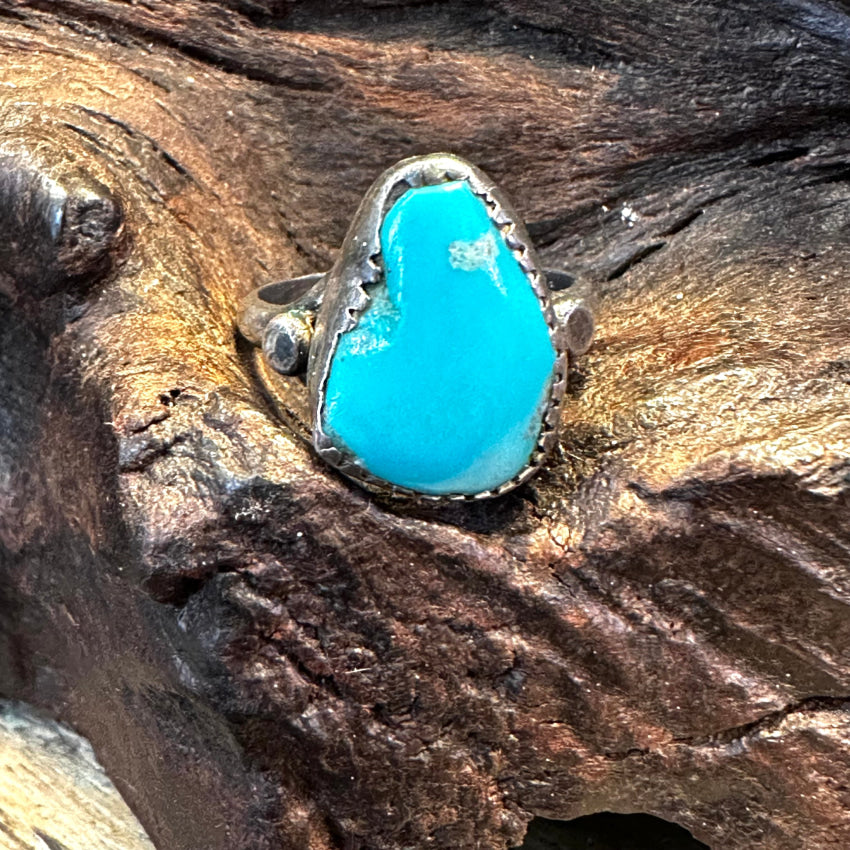 Vintage Navajo Sterling Silver &amp; Turquoise Ring 5.75