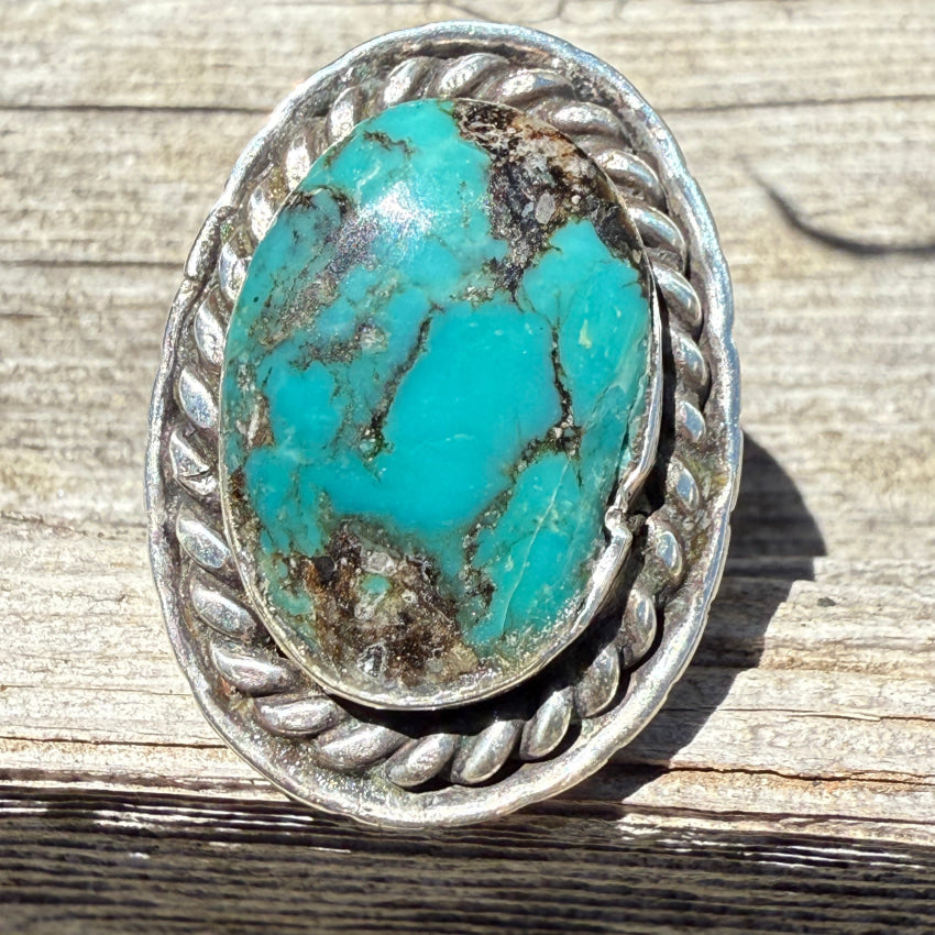 Vintage Navajo Sterling Silver & Turquoise Ring 8 ring