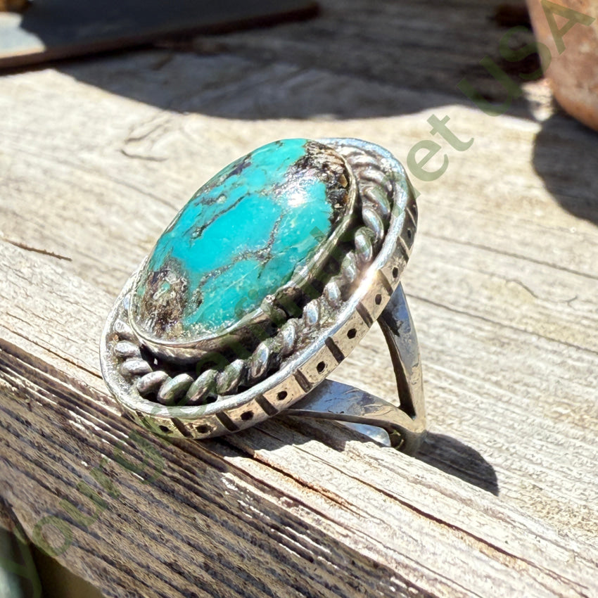 Vintage Navajo Sterling Silver & Turquoise Ring 8 ring