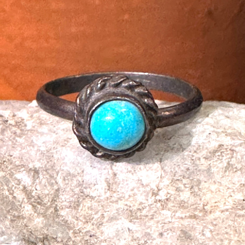 Vintage Navajo Sterling Silver Turquoise Ring Size 4
