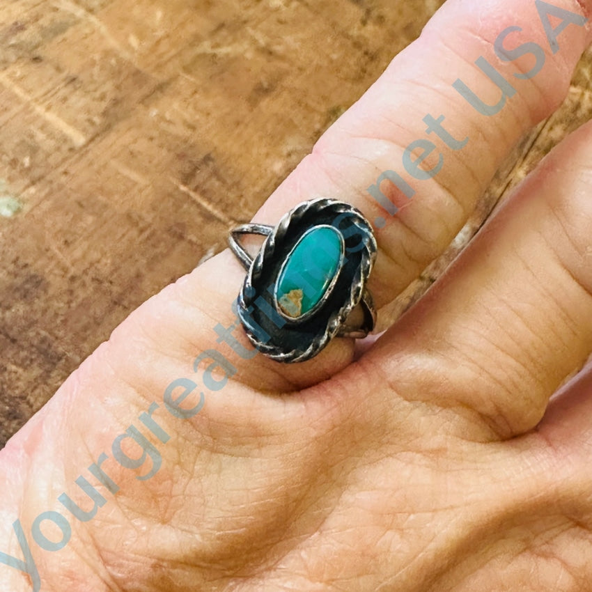 Vintage Navajo Sterling Silver Turquoise Ring Size 4.5