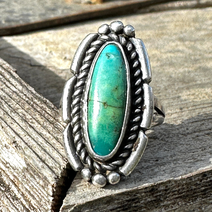 Vintage Navajo Sterling Silver & Turquoise Ring Size 4.5 Ring