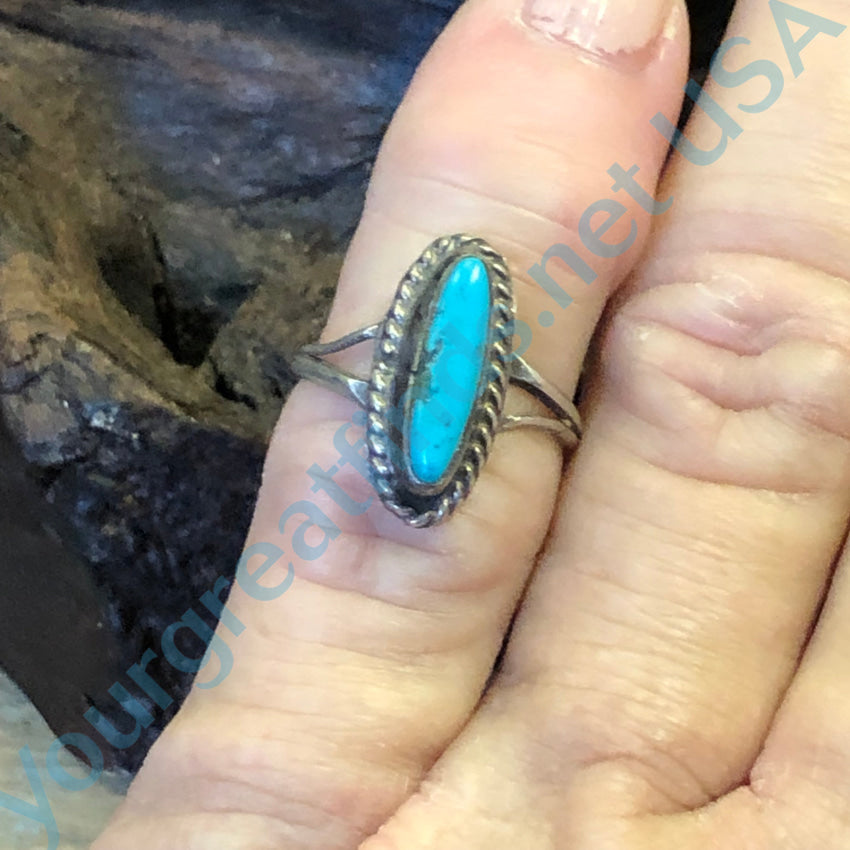Vintage Navajo Sterling Silver Turquoise Ring Size 5