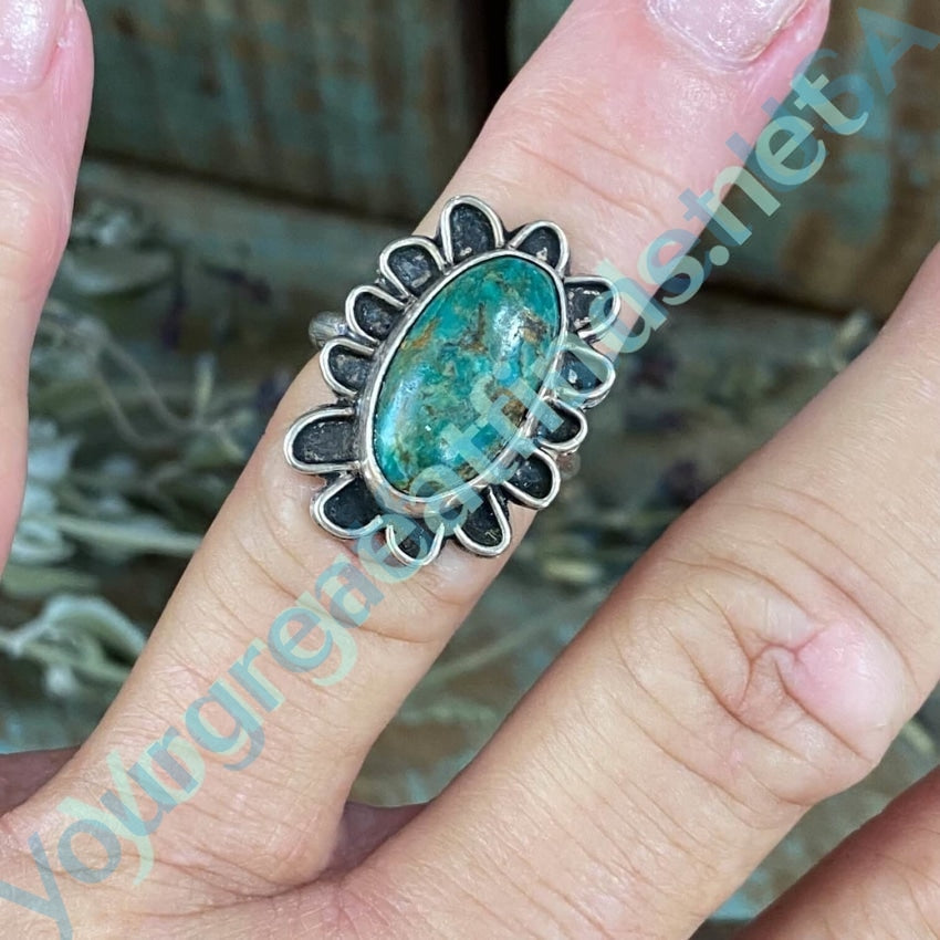 VTG NAVAJO STERLING 2024 SILVER TURQUOISE RING # 535