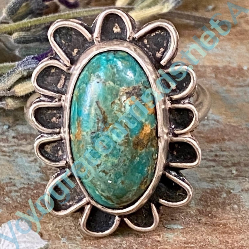 Vintage Navajo Sterling Silver Turquoise Ring Size 5.5 Yourgreatfinds
