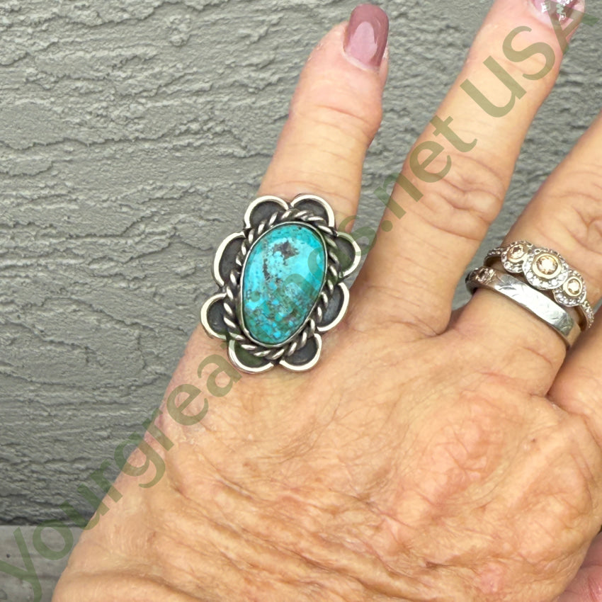 Vintage Navajo Sterling Silver & Turquoise Ring Size 6.5 ring