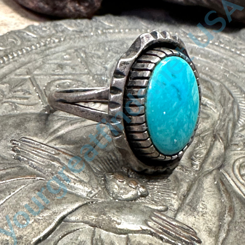 Vintage Navajo Sterling Silver Turquoise Ring Size 6.5