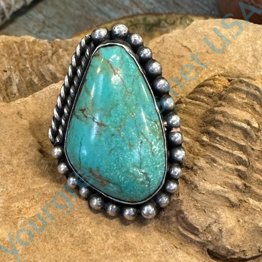 Vintage Navajo Sterling Silver Turquoise Ring Size 7
