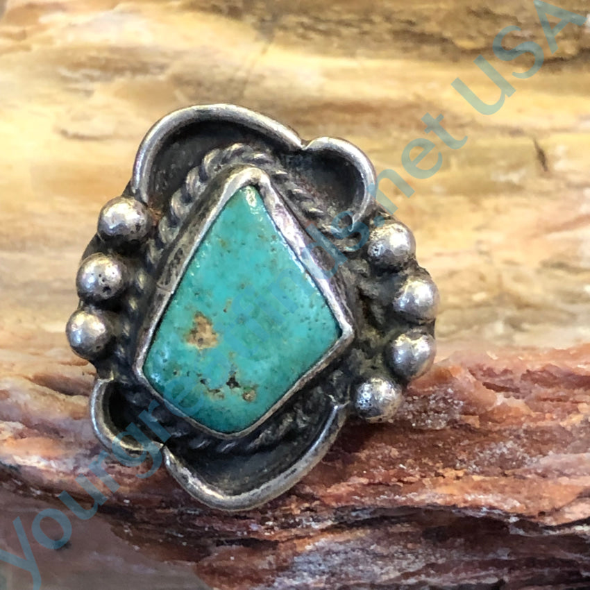 Vintage Navajo Sterling Silver &amp; Turquoise Ring Size 7